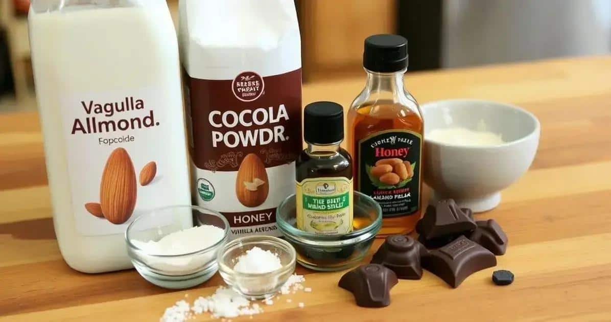 Ingredientes da Bebida de Chocolate com Leite de Amêndoas