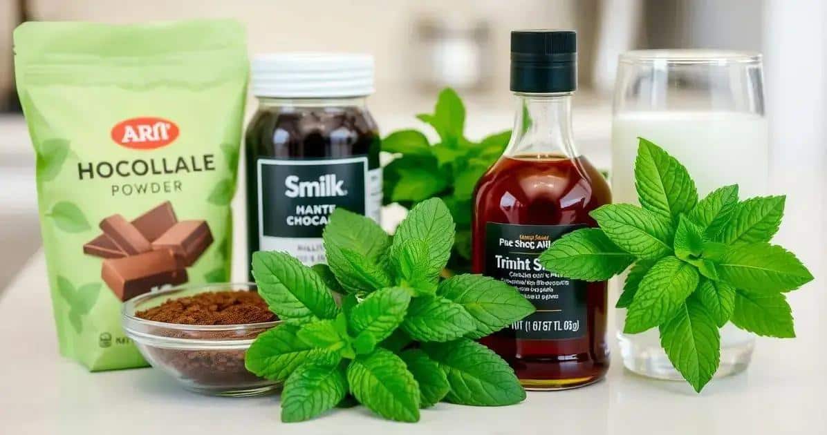 Ingredientes da Bebida Gelada de Chocolate com Menta