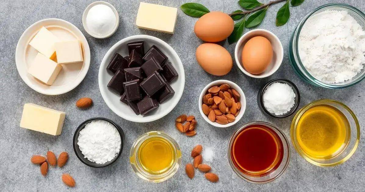 Ingredientes da Torta de Chocolate com Amêndoas e Mel