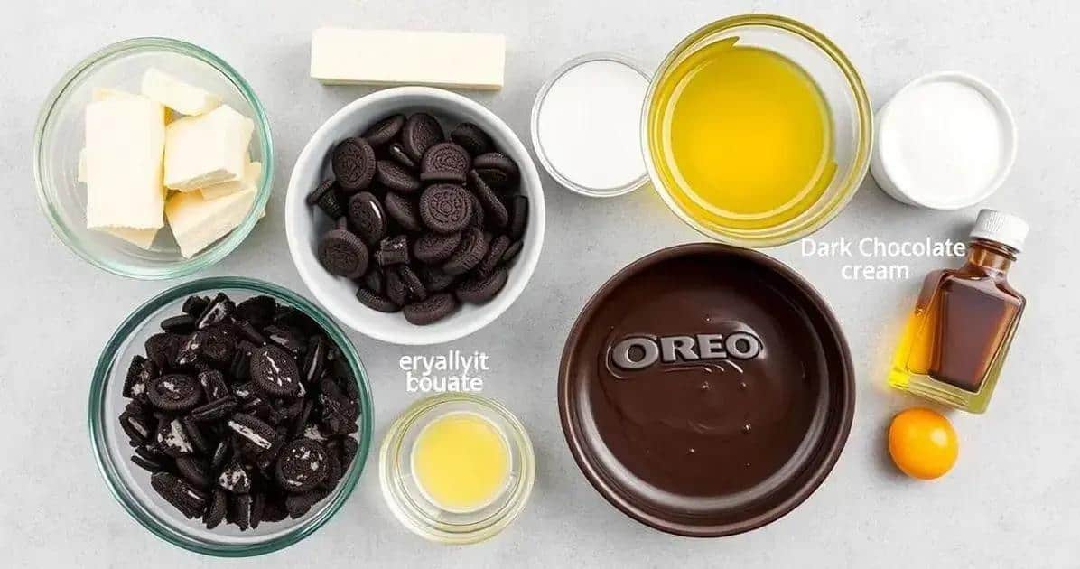 Ingredientes da Torta de Chocolate com Massa de Biscoito Oreo Ingredientes da Torta de Chocolate com Massa de Biscoito Oreo