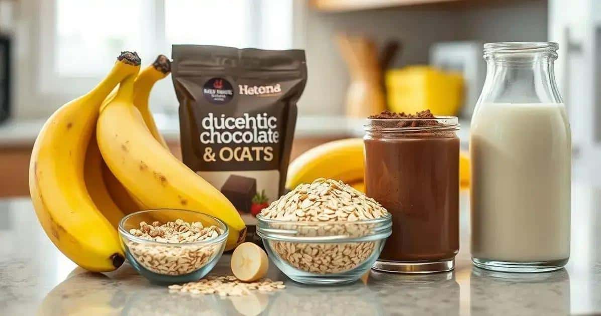 Ingredientes da Vitamina de Banana com Chocolate e Aveia