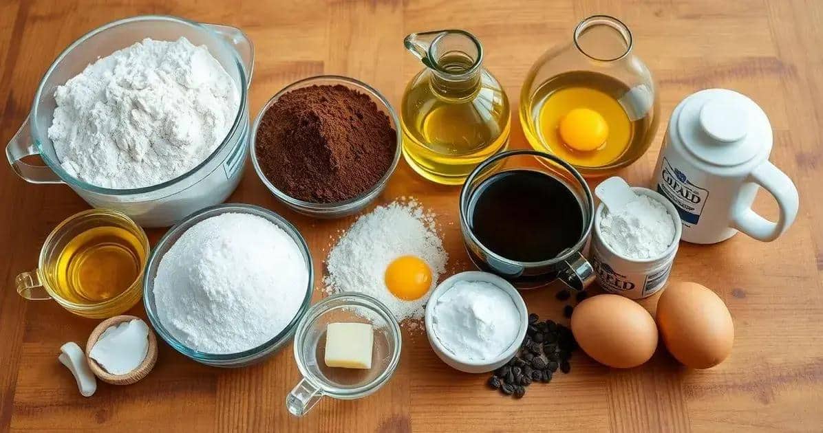 Ingredientes do Bolo de Chocolate com Café