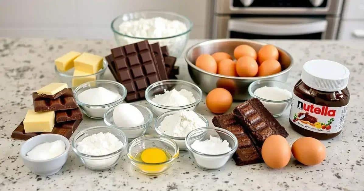 Ingredientes do Brownie de Chocolate com Recheio de Nutella Ingredientes do Brownie de Chocolate com Recheio de Nutella