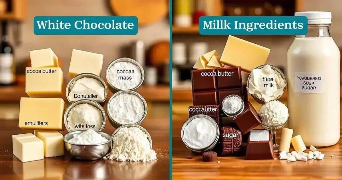 Ingredientes do Chocolate: Brancos e ao Leite