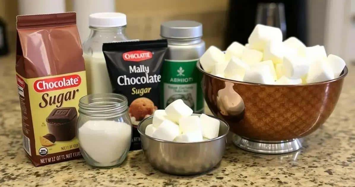 Ingredientes para Chocolate Quente com Marshmallow Caseiro