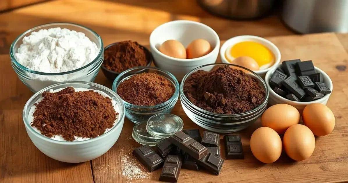 Ingredientes para o Bolo de Chocolate Simples