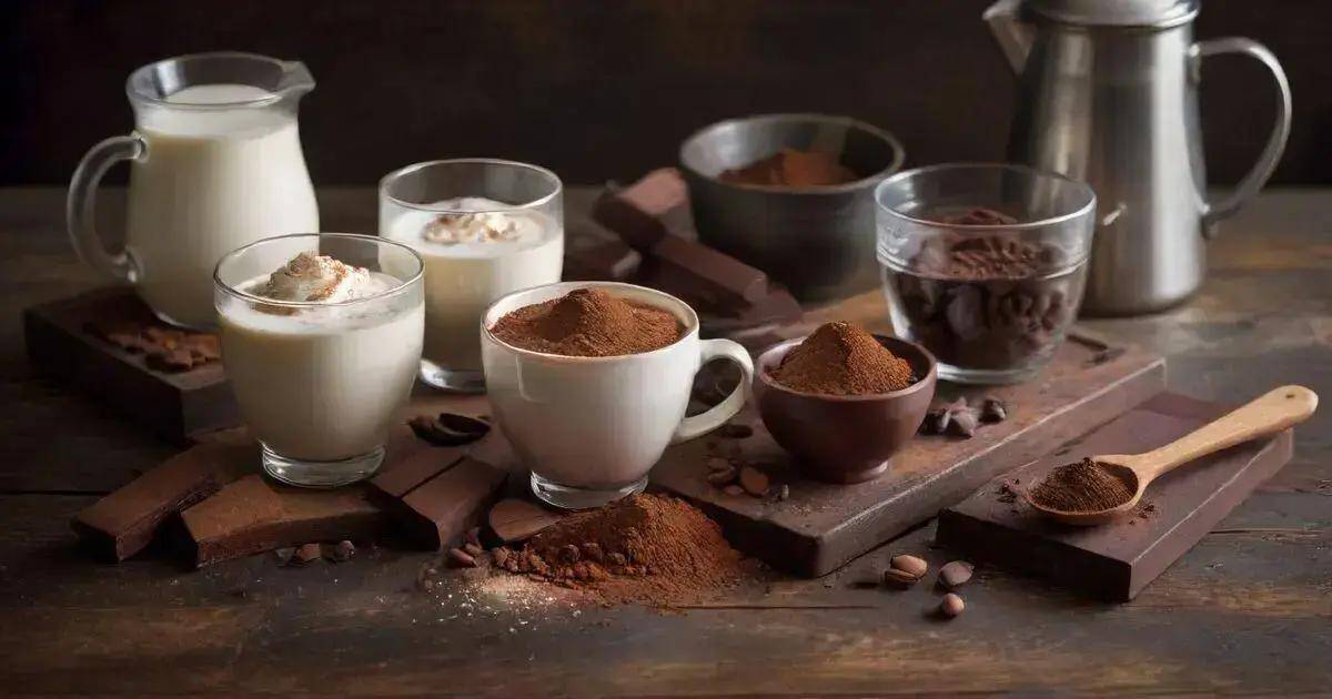 Ingredientes para o Café com Chocolate e Chantilly Ingredientes para o Café com Chocolate e Chantilly