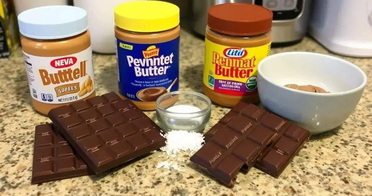 Ingredientes para o chocolate recheado com pasta de amendoim
