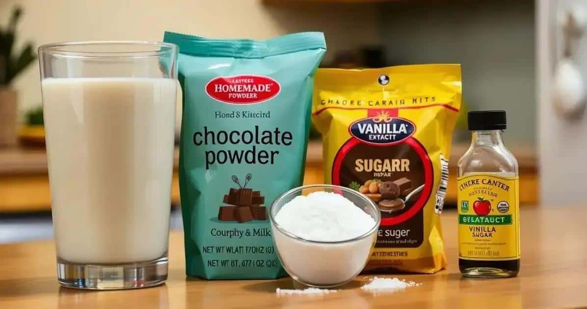 Ingredientes para o Leite com Chocolate Caseiro
