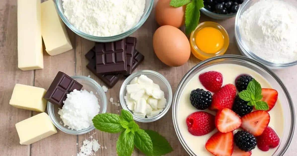 Ingredientes para Potinhos de Chocolate com Recheio