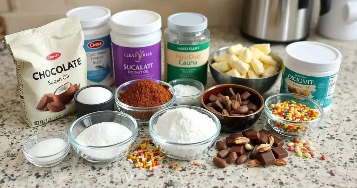 Ingredientes para receitas com chocolate em forma de silicone