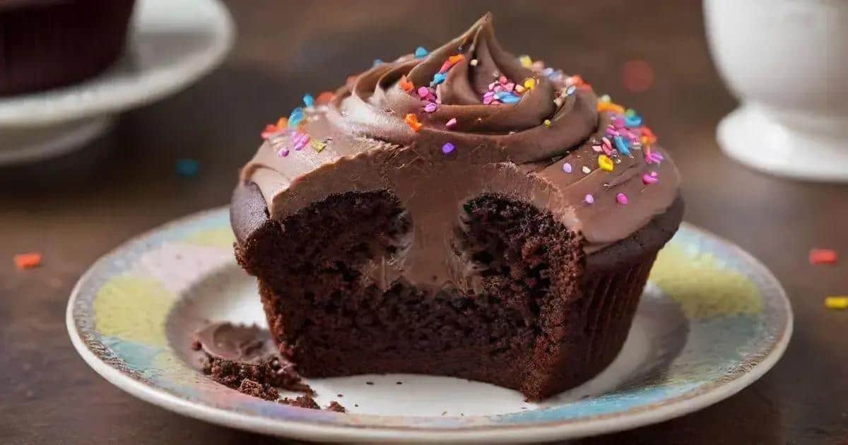 Montando o cupcake de chocolate