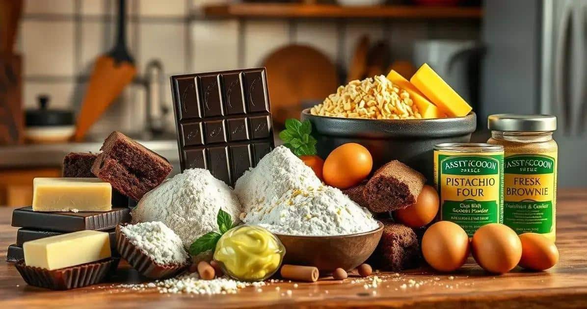 Ingredientes do Brownie de Chocolate com Creme de Pistache Ingredientes do Brownie de Chocolate com Creme de Pistache