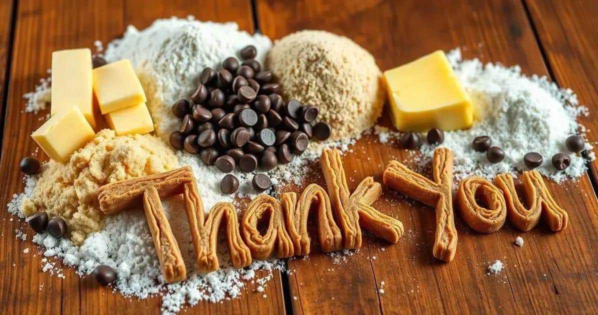 Ingredientes para Cookies de Chocolate com Mensagem de Agradecimento