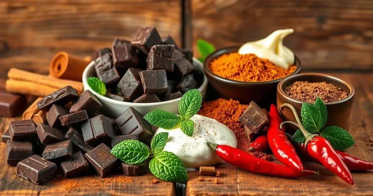 Ingredientes Para o Chocolate Gelado com Especiarias Mexicanas