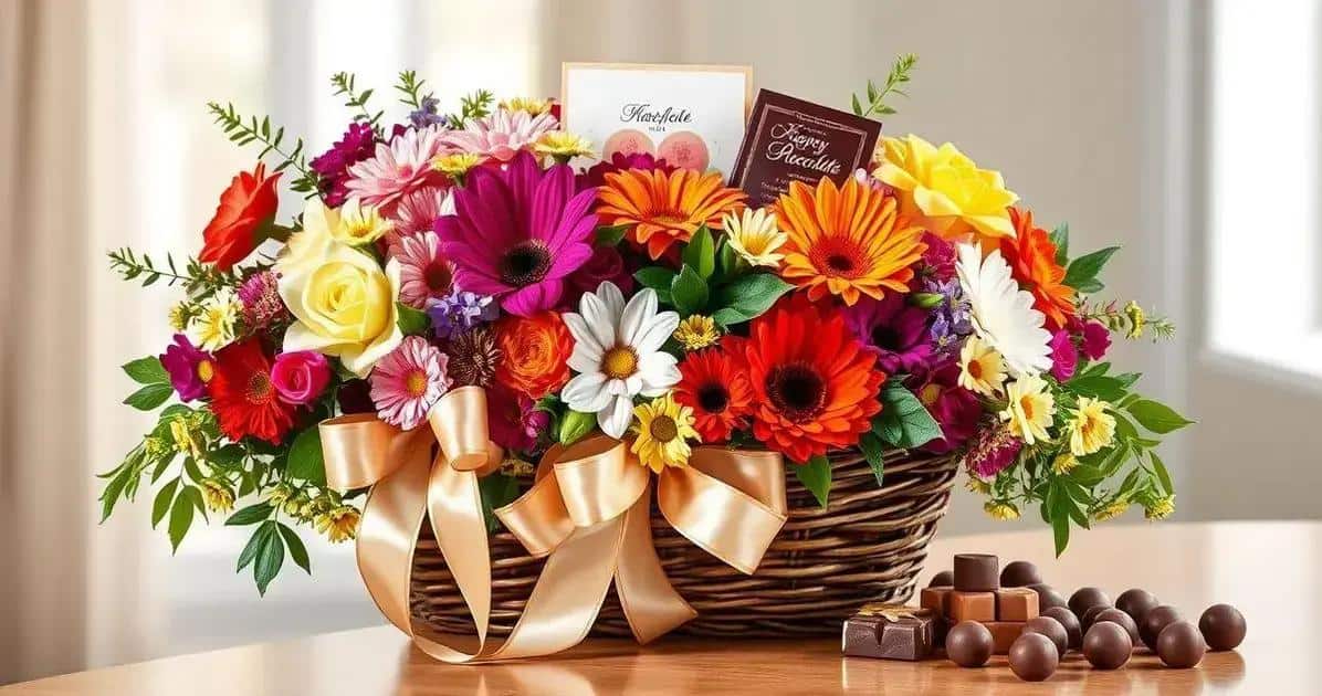 Montagem Final da Cesta de Flores com Chocolates