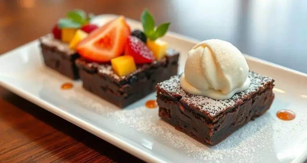 Como servir brownie de chocolate com goiabada cremosa