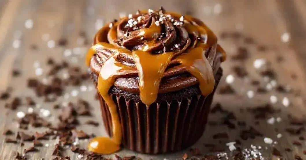 Cupcake Dourado do Mar: Caramelo Salgado e Chocolate