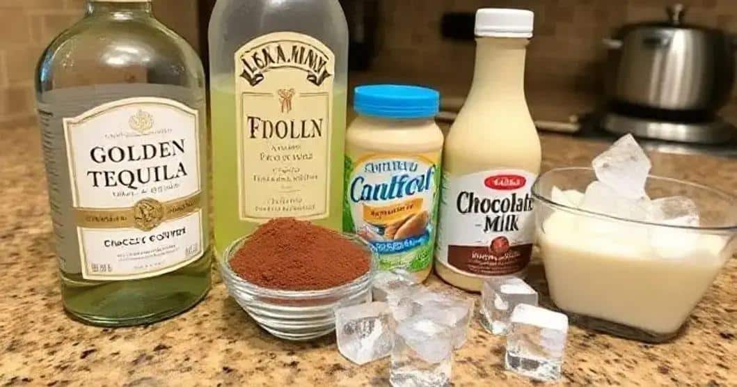 Ingredientes da Batida de Chocolate com Tequila Dourada