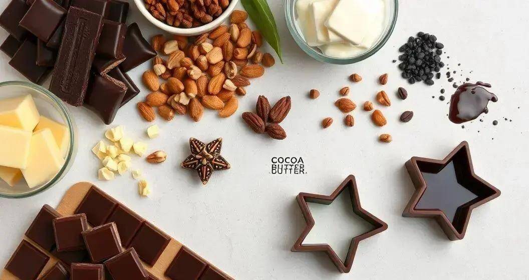 Ingredientes do chocolate artesanal em forma de estrela cadente
