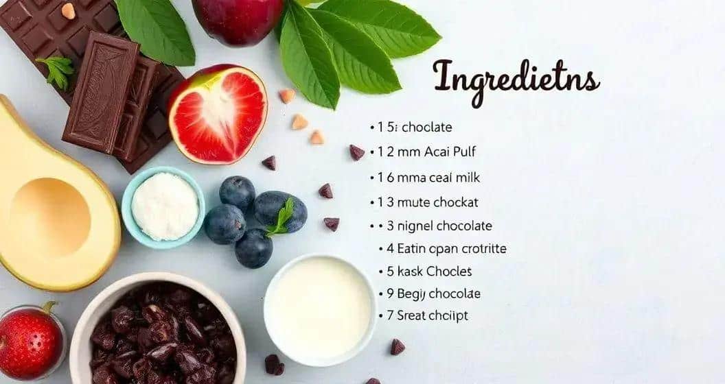 Ingredientes do Chocolate Gelado com Açaí Energético