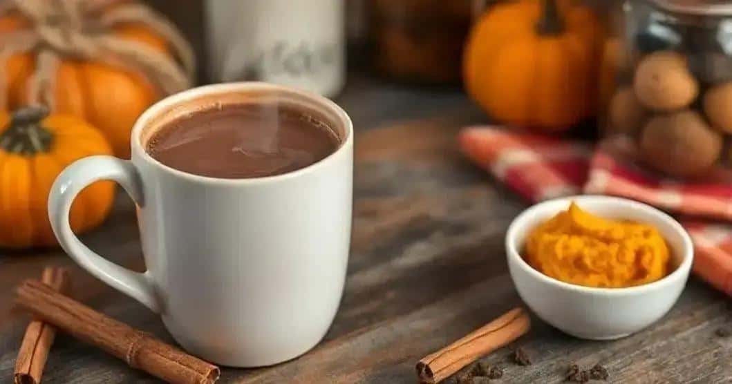 Ingredientes do chocolate quente cremoso com doce de abóbora
