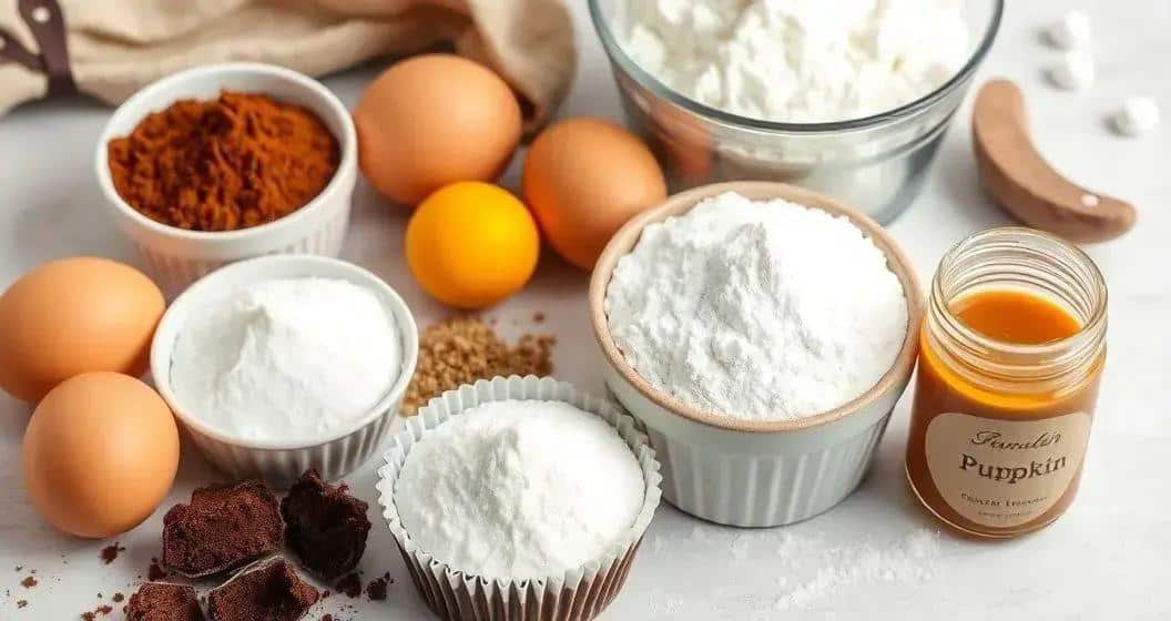 Ingredientes do Cupcake de Chocolate com Doce de Abóbora
