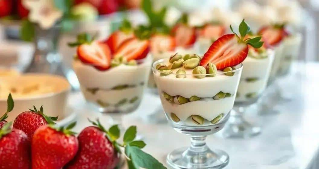 Ingredientes do Pavê de Chocolate Branco com Pistache e Morango