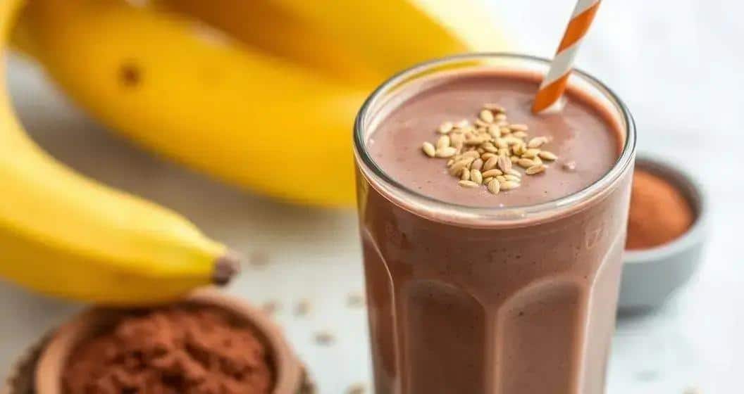 Ingredientes do Smoothie de Chocolate com Linhaça Dourada