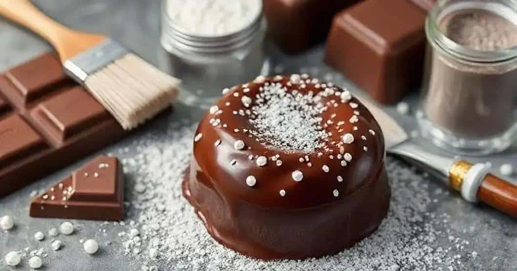 Ingredientes para aplicar pó perolado em chocolate