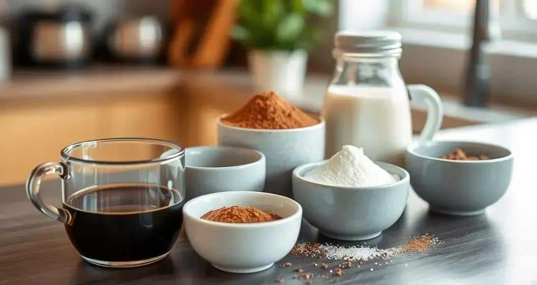 Ingredientes para Cappuccino de Chocolate com Pimenta Rosa