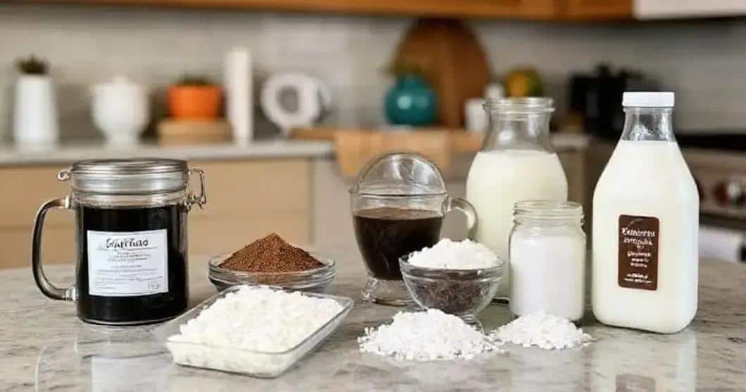 Ingredientes para Cappuccino Gelado com Chocolate e Coco