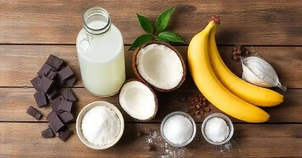 Ingredientes para Chocolate Gelado com Água de Coco