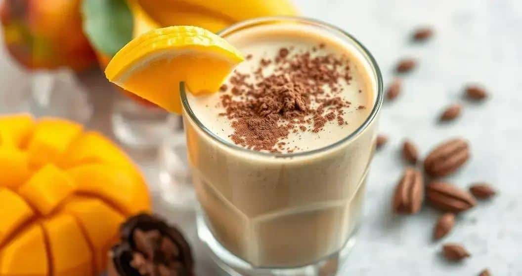 Ingredientes para o Smoothie de Chocolate com Manga Madura