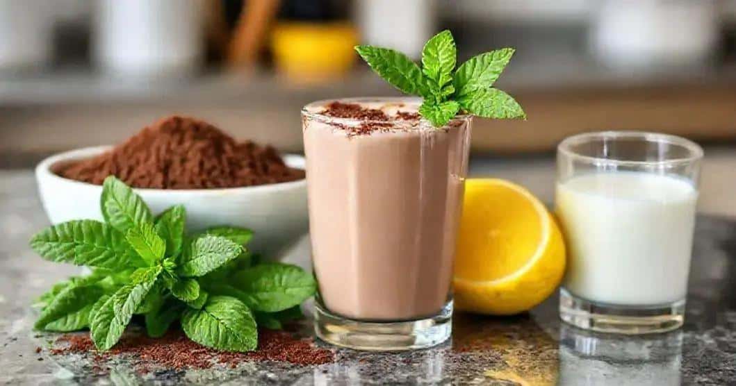 Ingredientes da Bebida de Chocolate com Hortelã e Limão