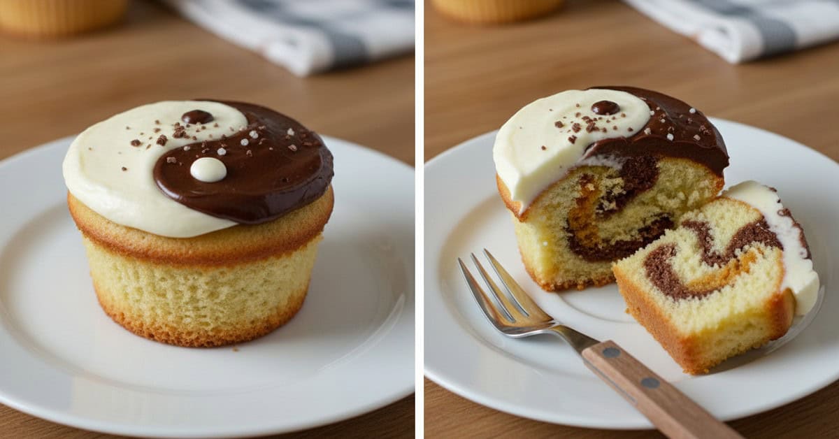 Leia mais sobre o artigo Cupcake Yin-Yang Doce: Fusão de Baunilha e Cacau que Encanta