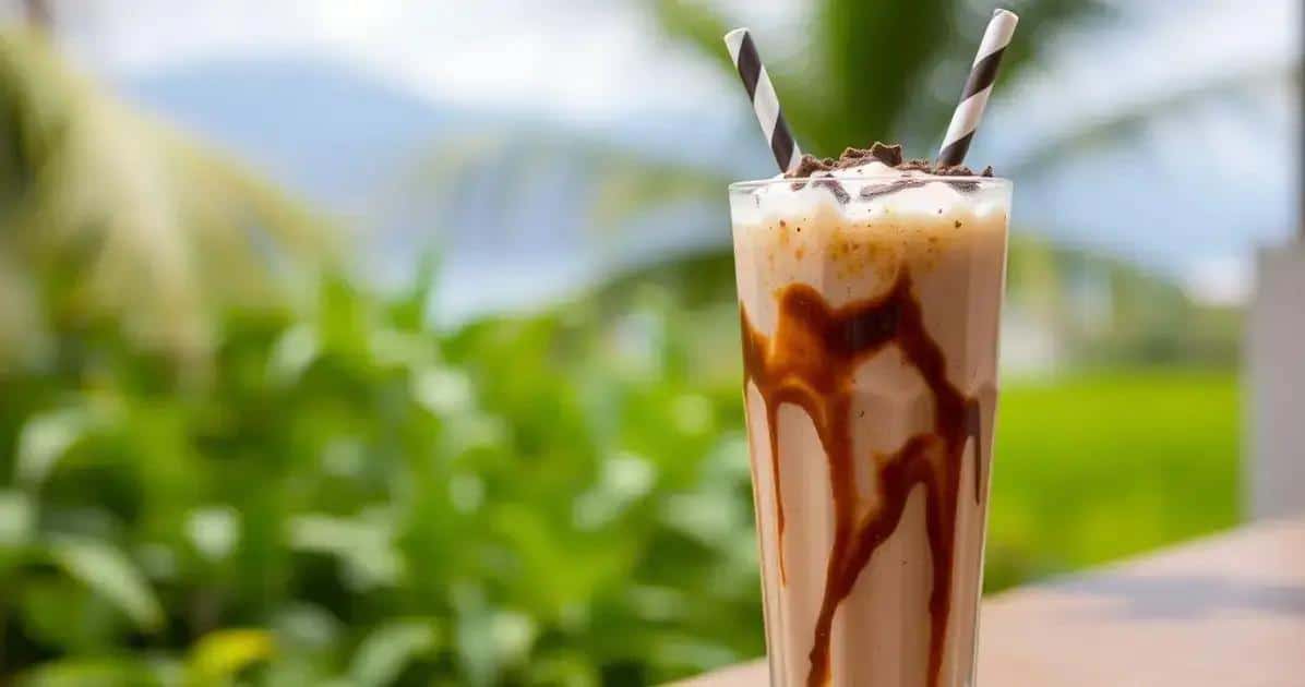 Bebida Gelada Tropical: Cacau e Leite de Coco no Gelo