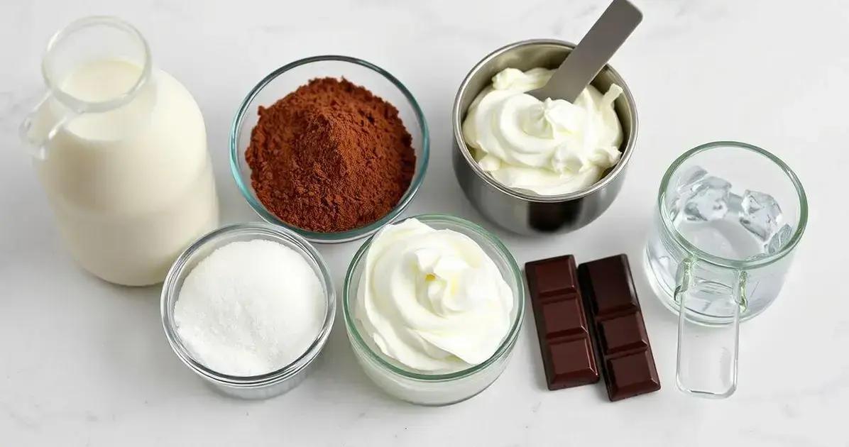 Ingredientes da Bebida Gelada de Chocolate com Chantilly