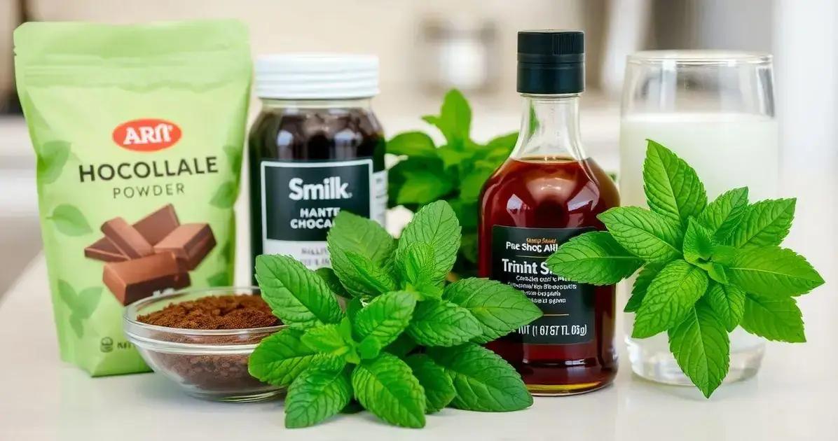 Ingredientes da Bebida Gelada de Chocolate com Menta