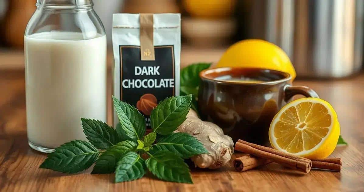 Ingredientes da Receita de Chocolate com Gengibre e Limão Quente