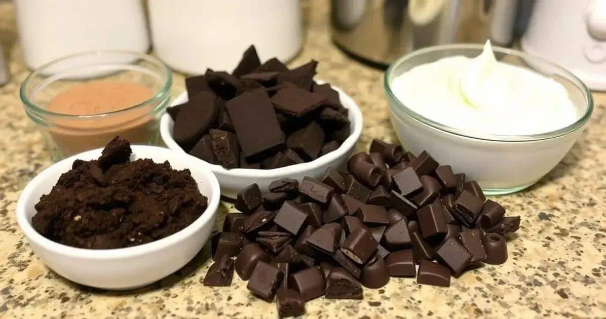 Ingredientes da Torta Mousse de Chocolate com Cobertura de Ganache