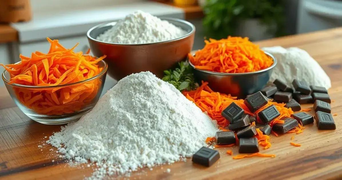 Ingredientes do Bolo de Cenoura com Cobertura de Chocolate Brilhante