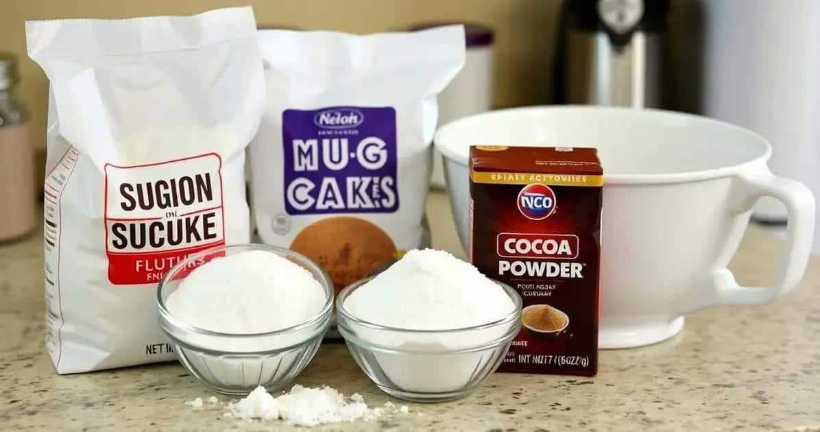 Ingredientes do Bolo de Chocolate na Caneca