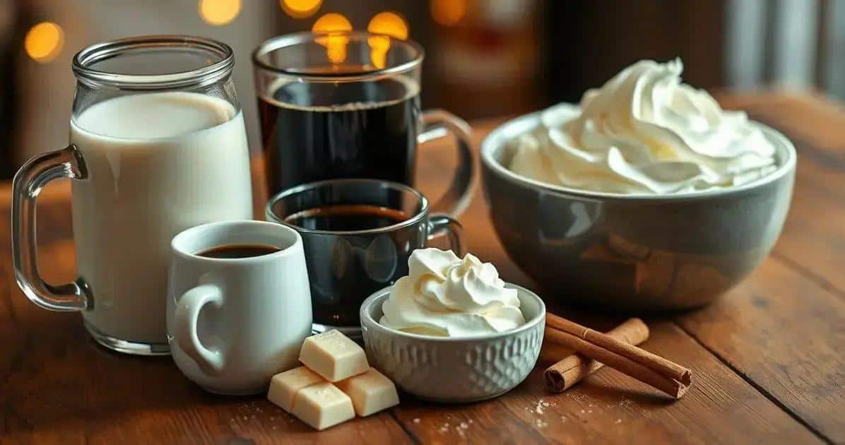 Ingredientes do Cappuccino com Chocolate Branco e Canela