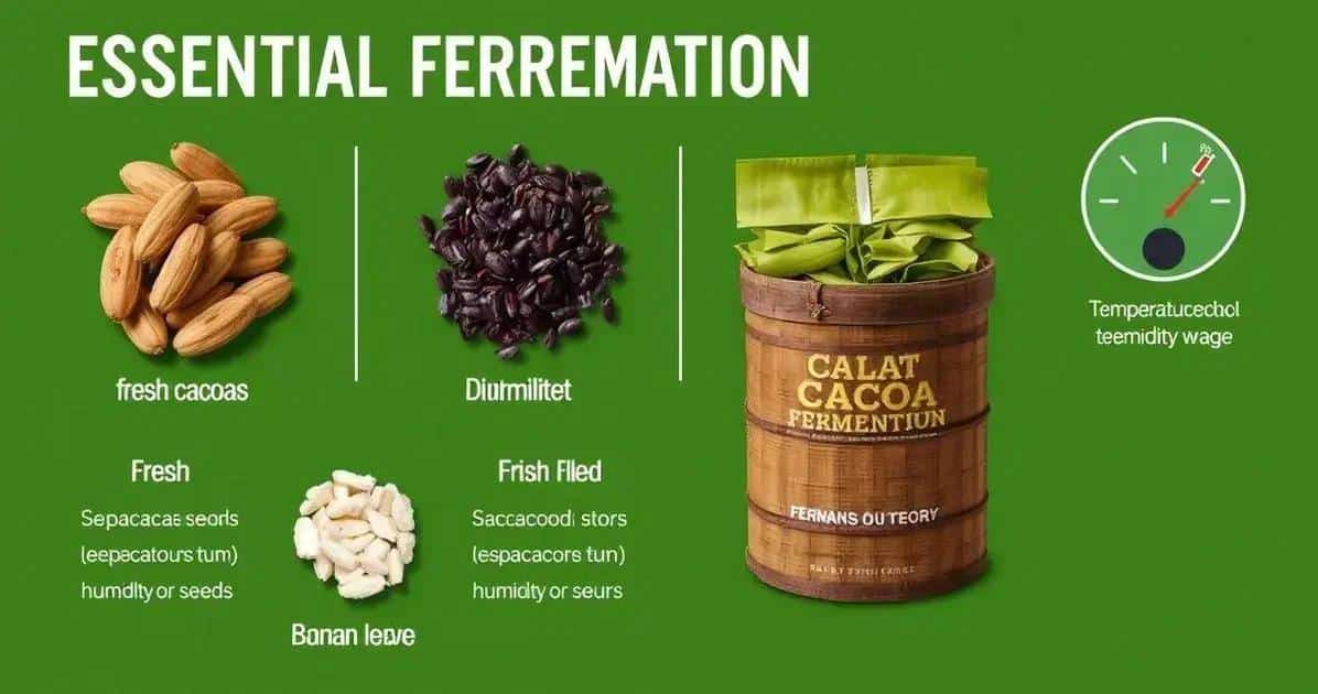 Ingredientes para a fermentação do cacau