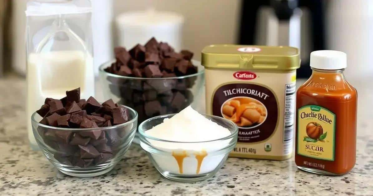 Ingredientes para Chocolate Quente com Caramelo Salgado