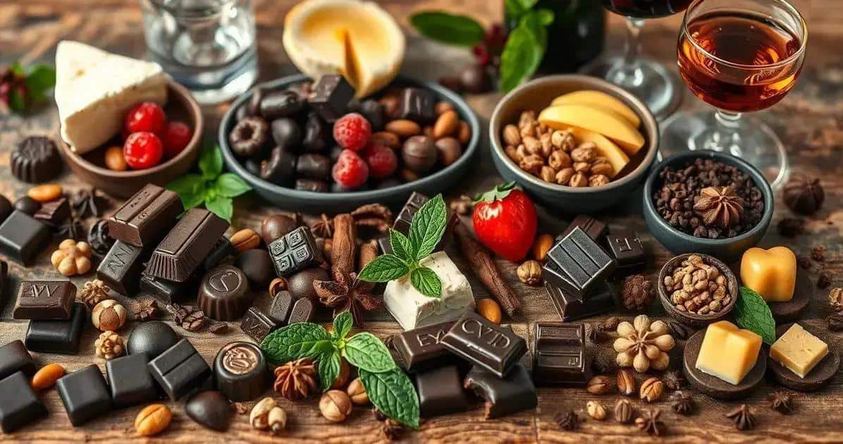 Ingredientes para degustação de chocolate