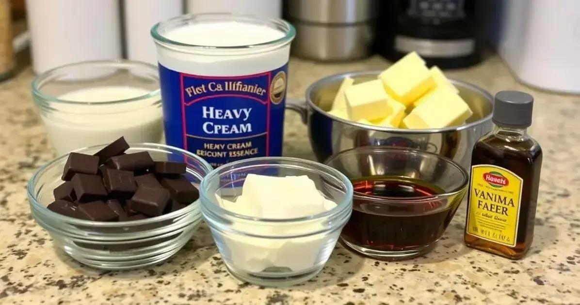 Ingredientes para derreter chocolate com creme de leite