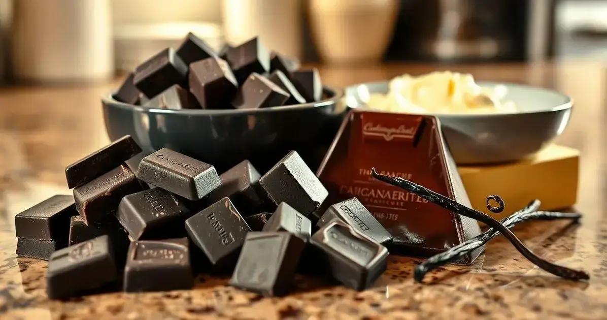 Ingredientes para ganache de chocolate brilhante