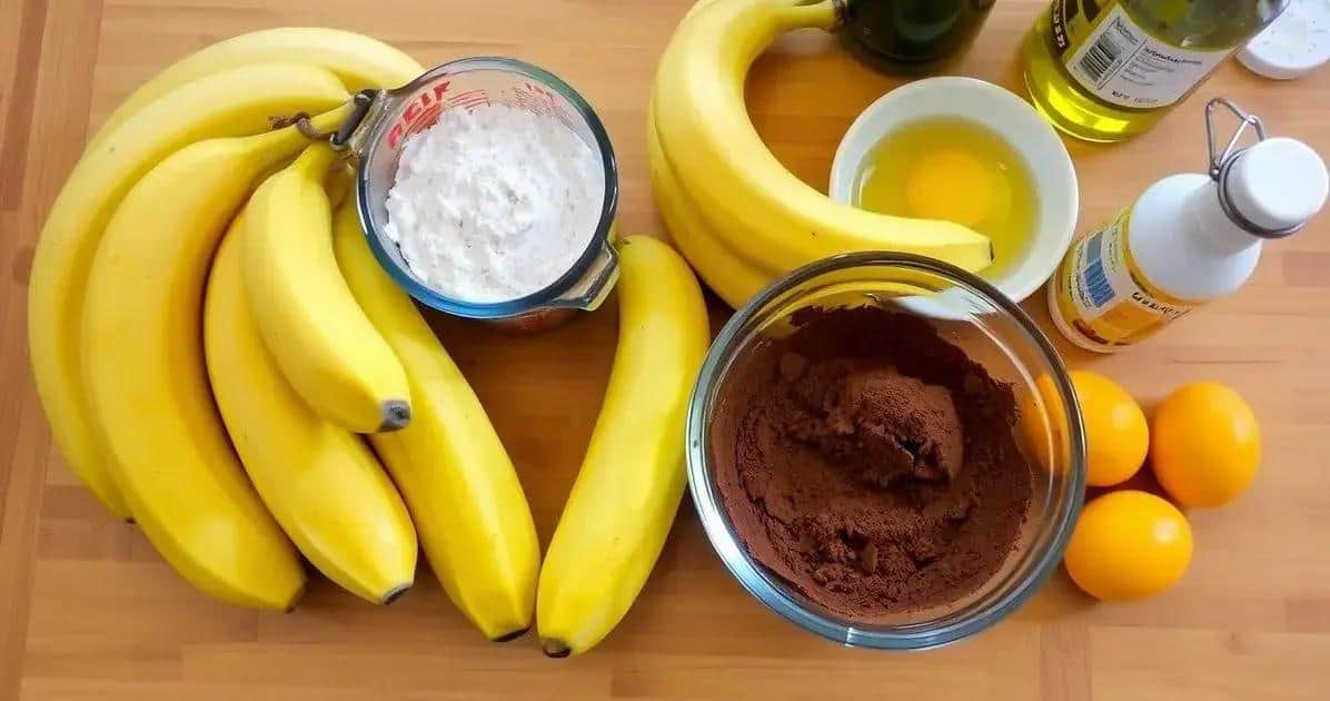Ingredientes para o Bolo de Chocolate com Banana Madurinha
